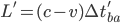 L^{'} = (c - v)\Delta t^{'}_{ba}