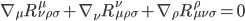 \nabla_{\mu}R^{\mu }_{ \nu\rho\sigma} + \nabla_{\nu}R^{\nu}_{\mu\rho\sigma} + \nabla_{\rho }R^{\rho}_{\mu\nu \sigma} = 0