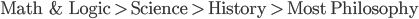 \text{Math & Logic > Science > History > Most Philosophy}