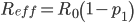 R_{eff} = R_{0}\left ( 1 - p_{1} \right ) 